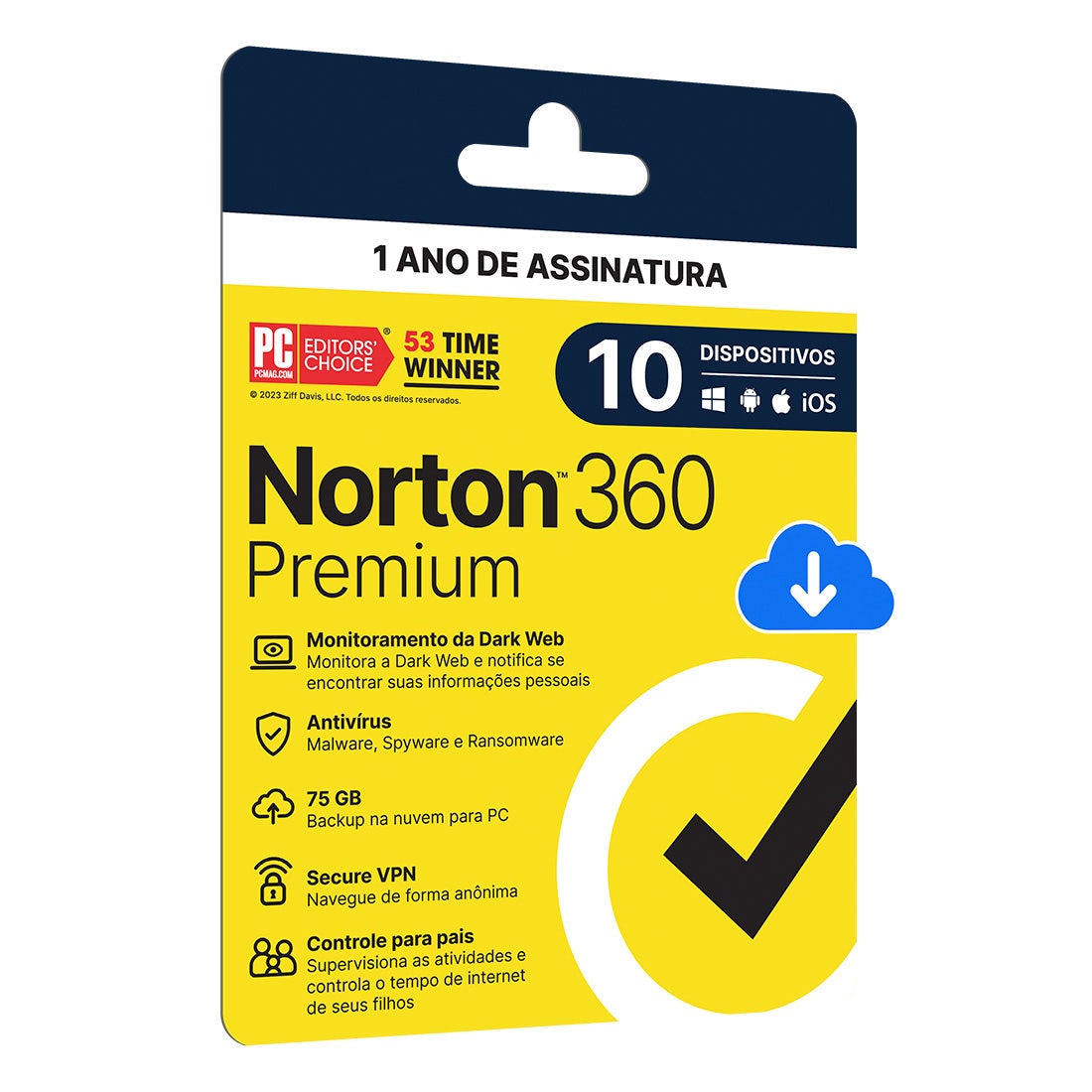 Antivírus Norton 360 Premium - 10 dispositivos - 12 Meses ESD - 21414573 [F107]