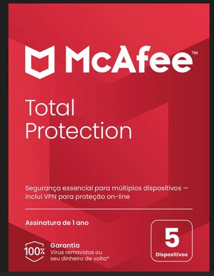 Total Protection McAfee 5 dispositivos 1 ano ESD - MTP0ALNR5 [F107]