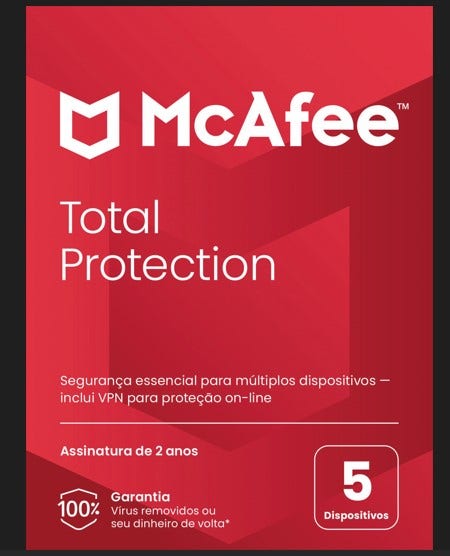 Total Protection McAfee 5 dispositivos 2 anos ESD - MTP32BNR5 [F107]